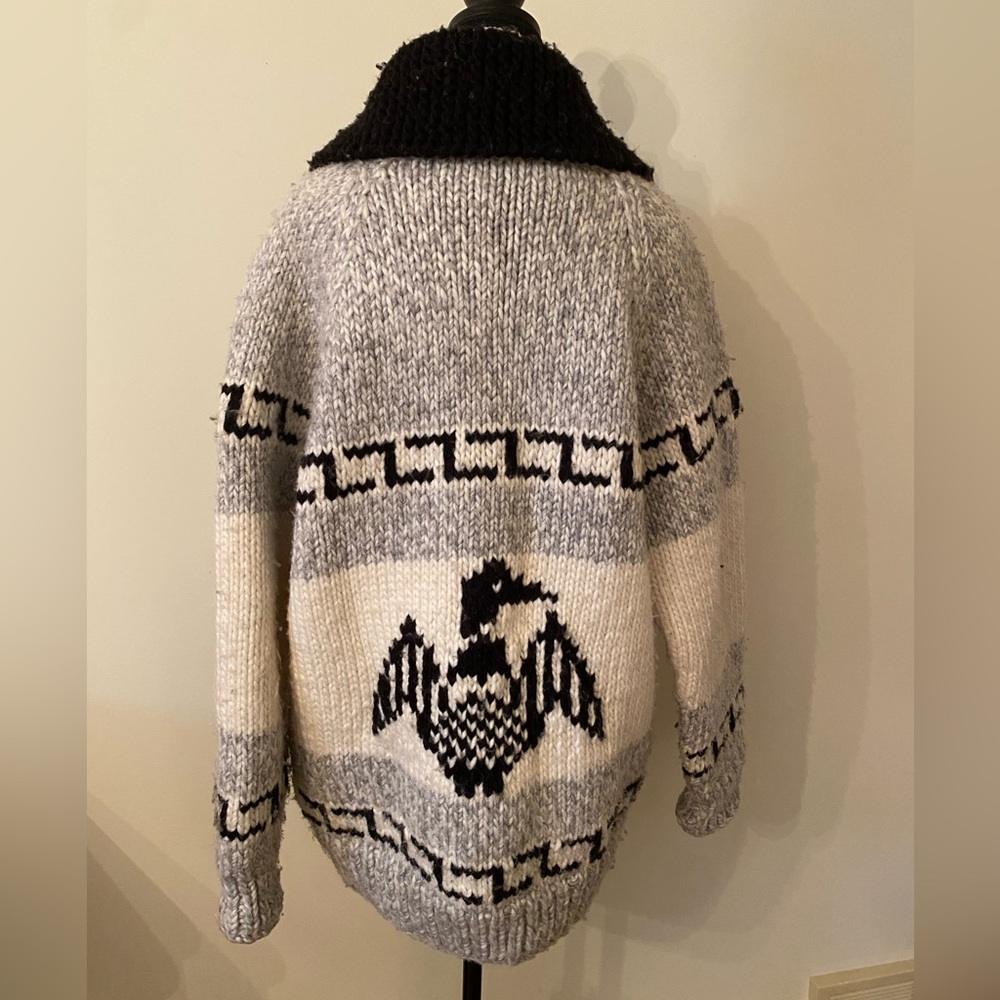 Cowichan Wool Loon Cardigan Large/XL Excel Vintage Used Cond Canadiana Hand Knit - Picture 6 of 16